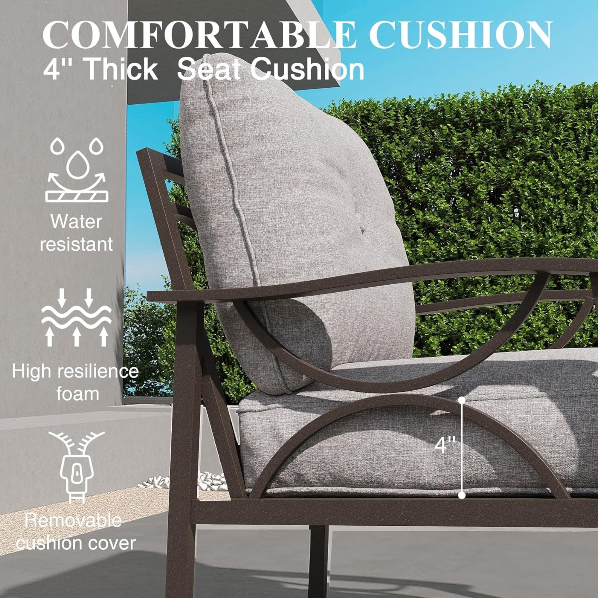 Outdoor Patio Set Steel 8 Piece Seats 9 Khaki Gray