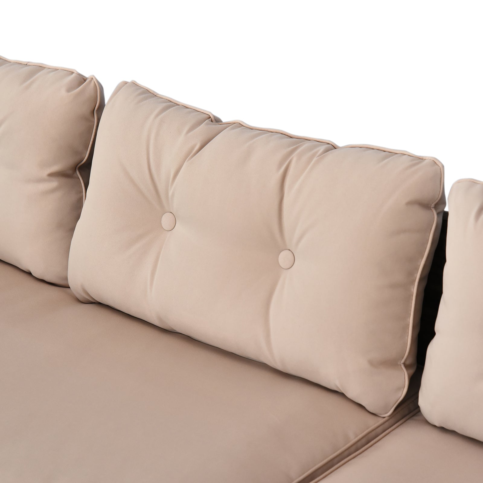 Patio Set PE Rattan Steel Beige 3 Piece L-Shape Loveseat 560 LB