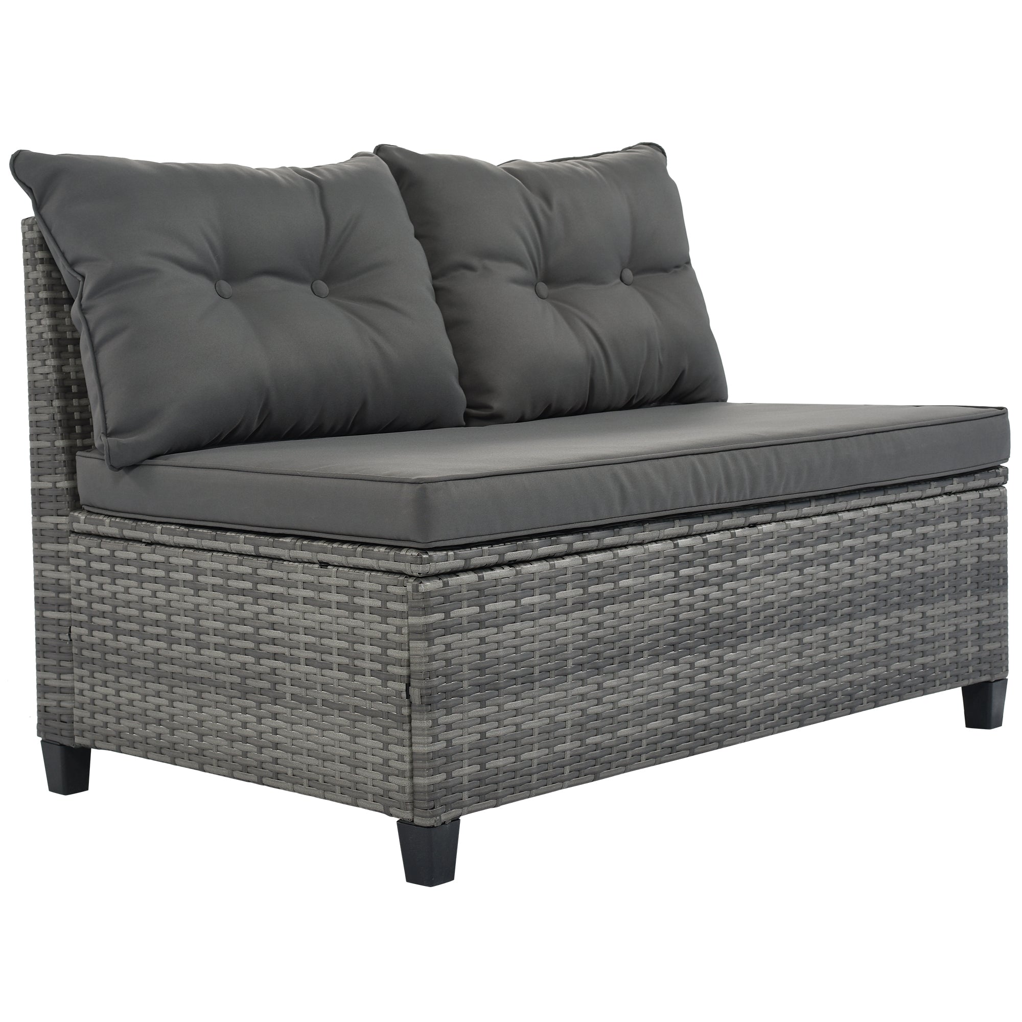 Outdoor Sectional Set PE Wicker Steel Gray Half Moon 8 Piece 250 LB