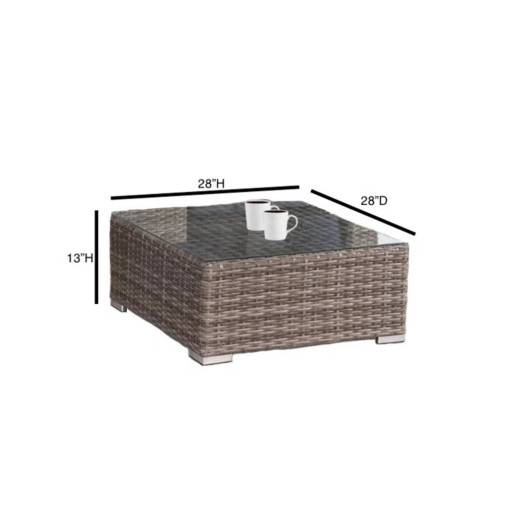 Outdoor Loveseat Set 2-Seat Wicker Gray Cupholder