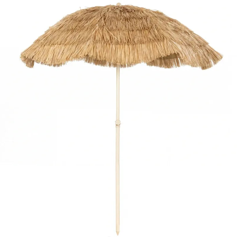 Outdoor Tiki Umbrella Faux Straw Khaki Brown 72.8in UPF 30