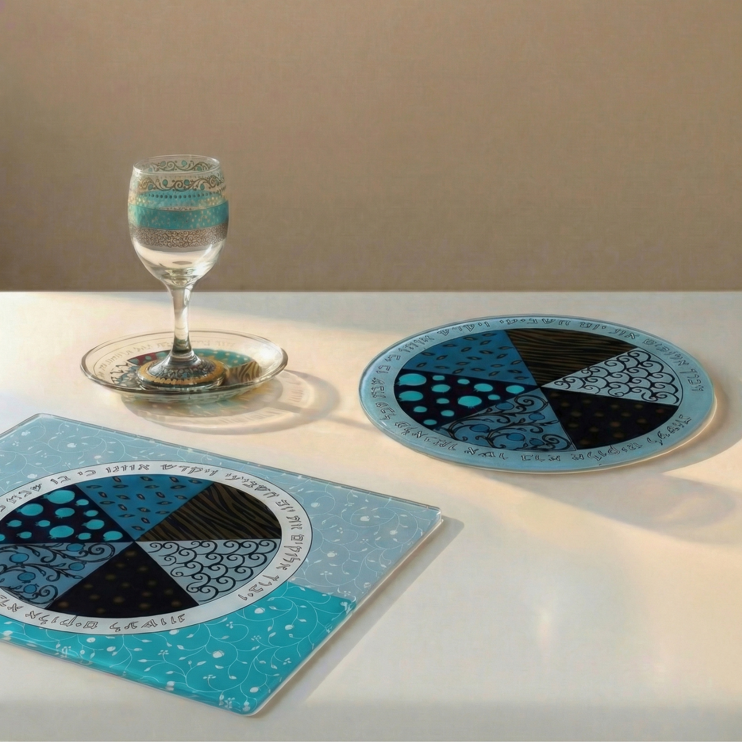 Luxury Handcrafted Judaica Gift Set with Blue Design – Aqua Spirit