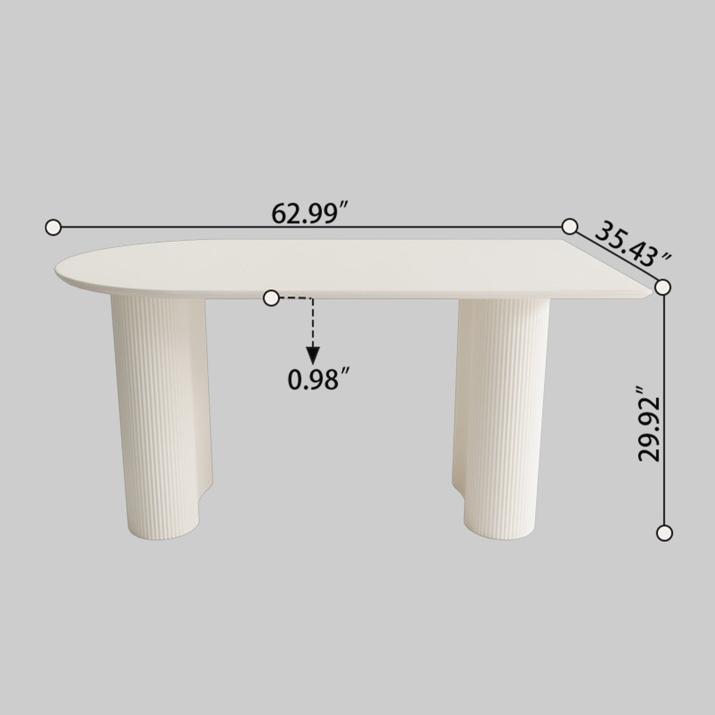 63 'medieval modern cream style MDF dining table and PU armless dining chair