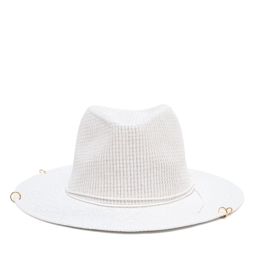 Antonella Double Chain Pierced Hat in White