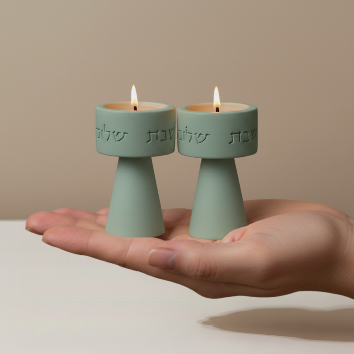 Chic Concrete Shabbat Candle Holder Set – Solura Series
