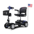 Mobility Scooter 4-Wheel Metal Blue 300 LB 10 Mile Basket Cup Holder 5 mph