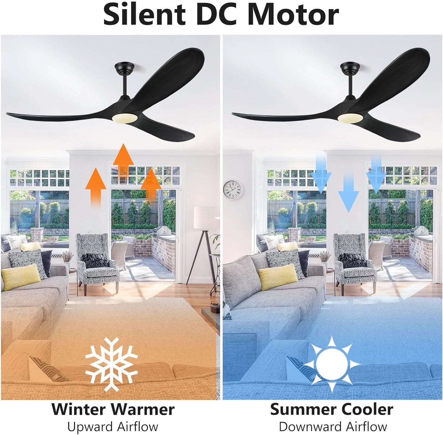 52 Inch Matte Black Wood Ceiling Fan With Remote Light