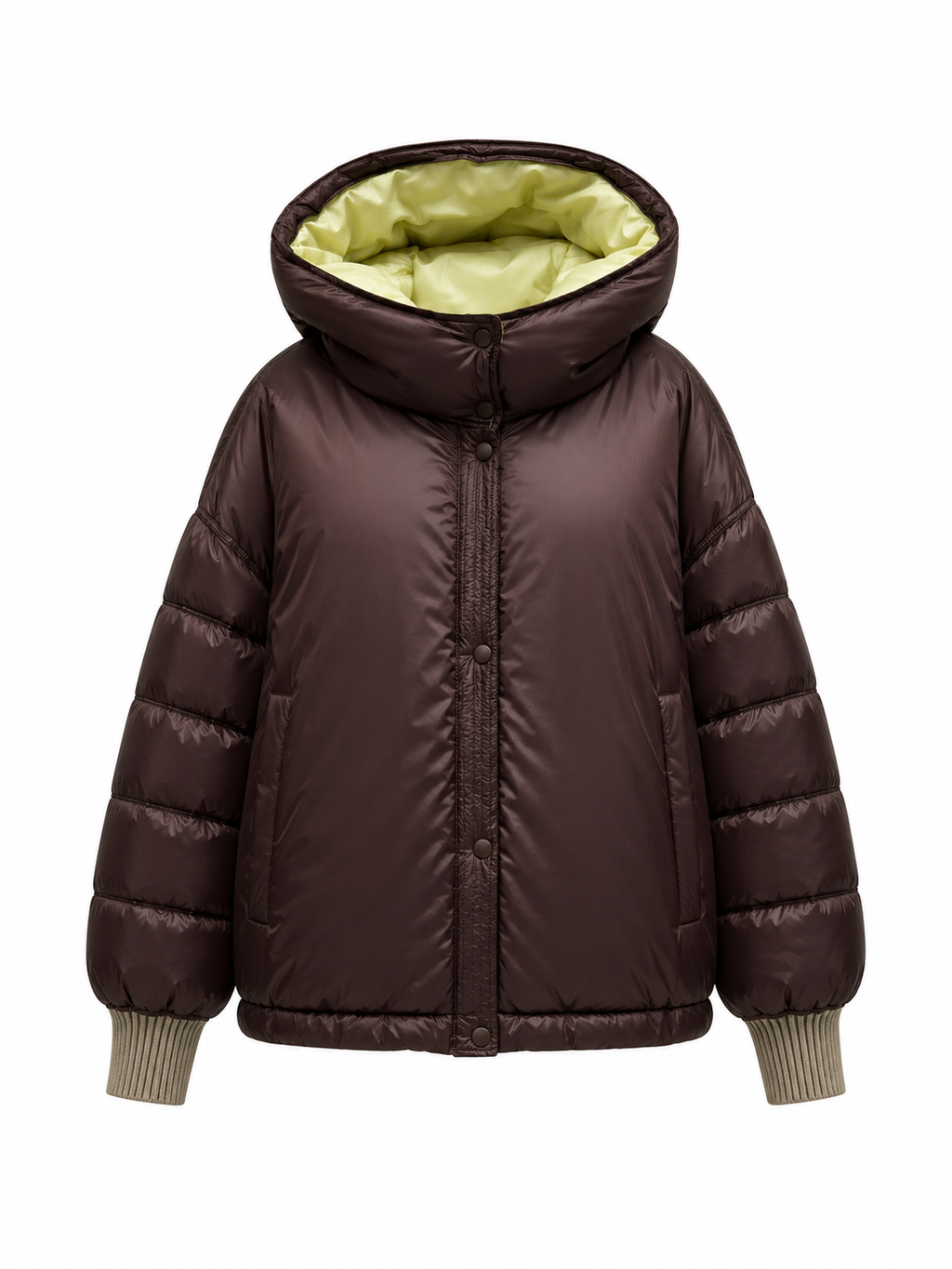 ⇆ Reversible Hooded Bio-Down Jacket in Lemon/Chocolate