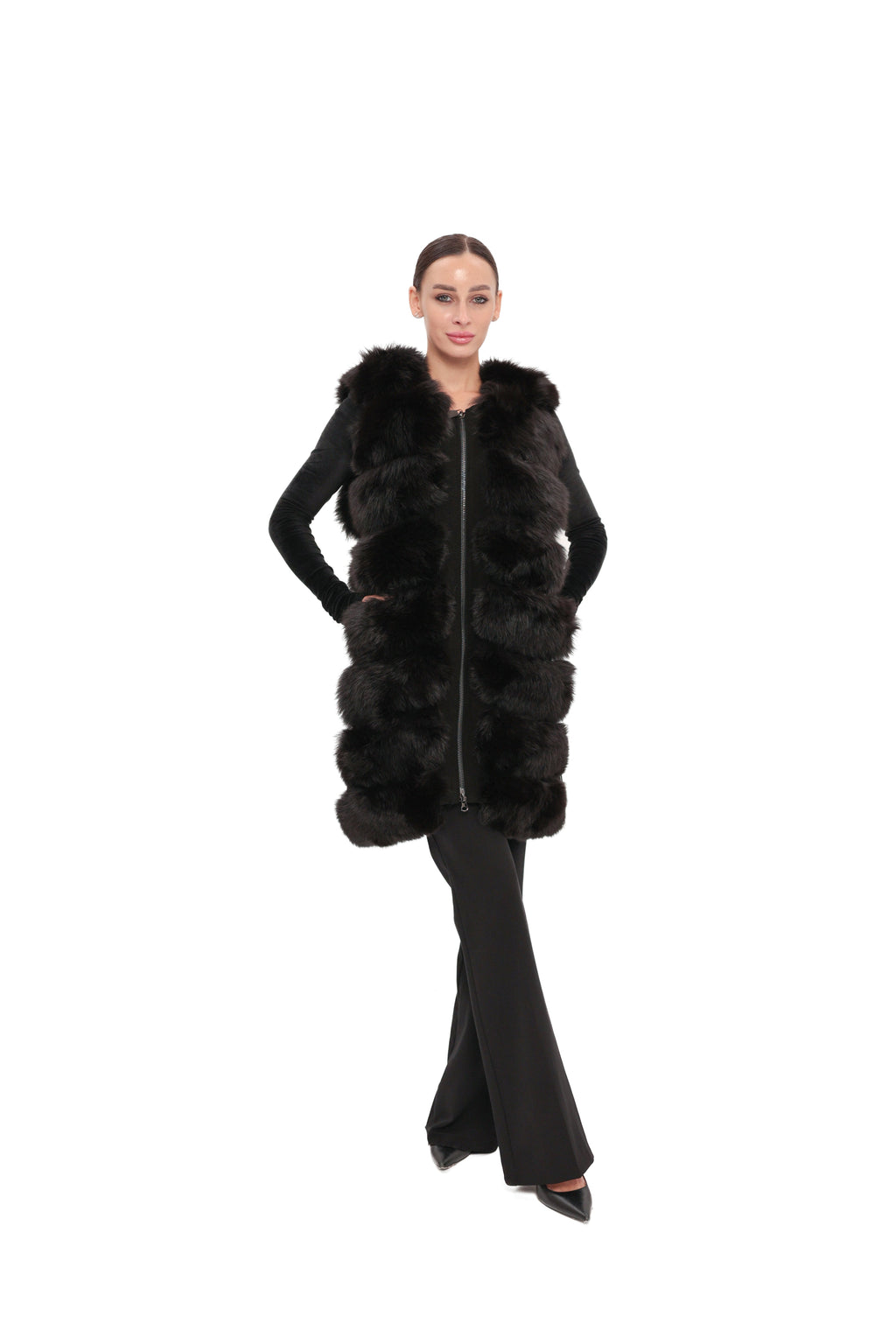 Genuine Polar Fox Fur Vest 90 cm