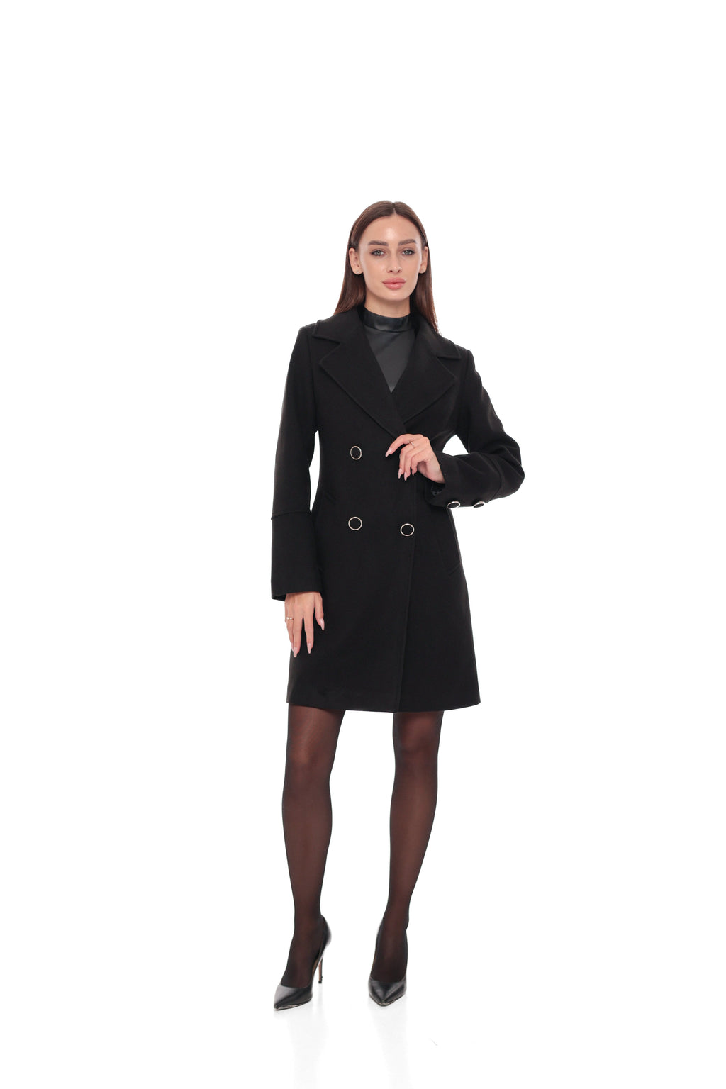 Zuri Cashmere Blend Overcoat in Black