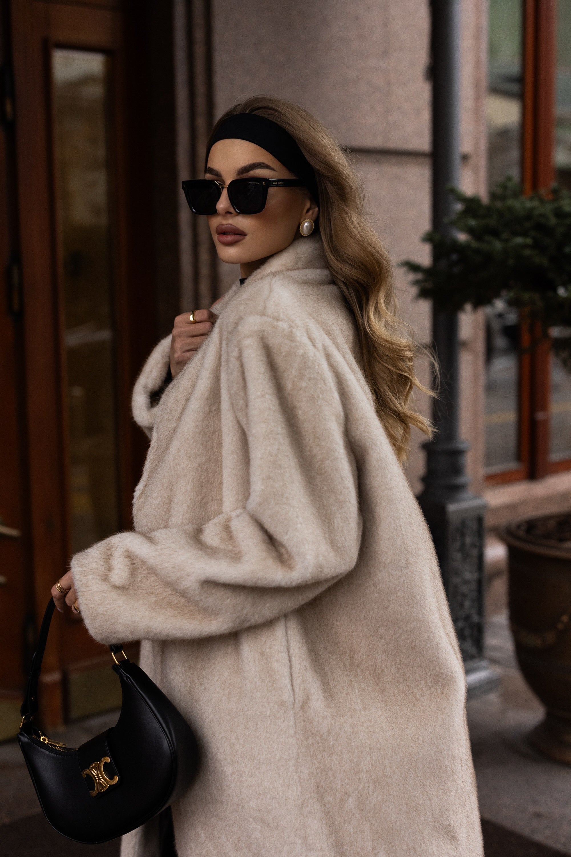 Sylvie Iconic Statement Fiber Coat in Ivory
