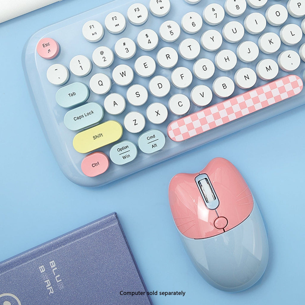 Wireless Keyboard & Mouse Combo - Silent Click, Colorful 104 Keys