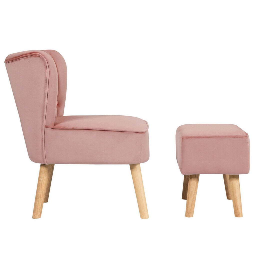 Modern Accent Chair Ottoman Set with Footstool