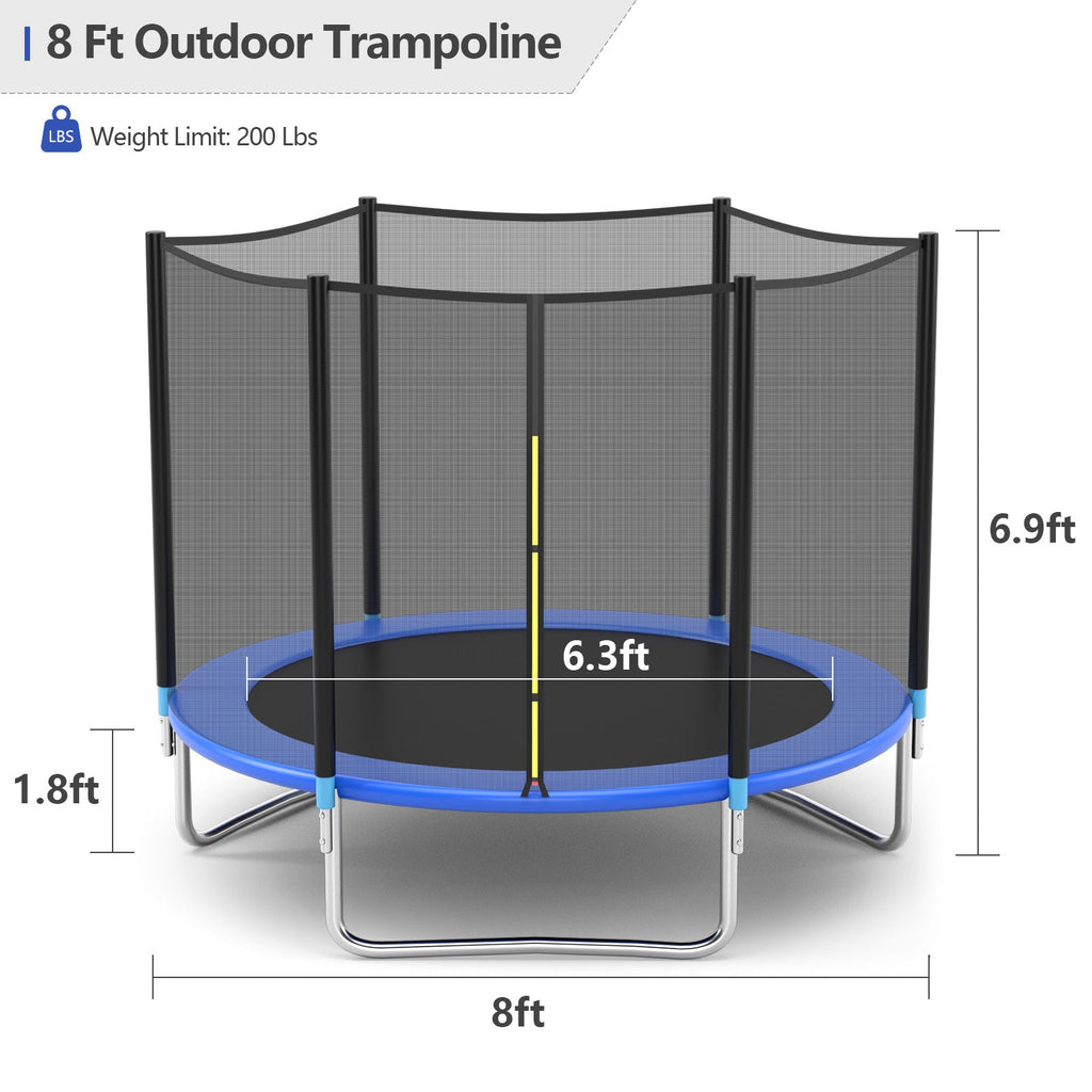 8 feet Safety Jumping Round Trampoline with Spring Safety Pad