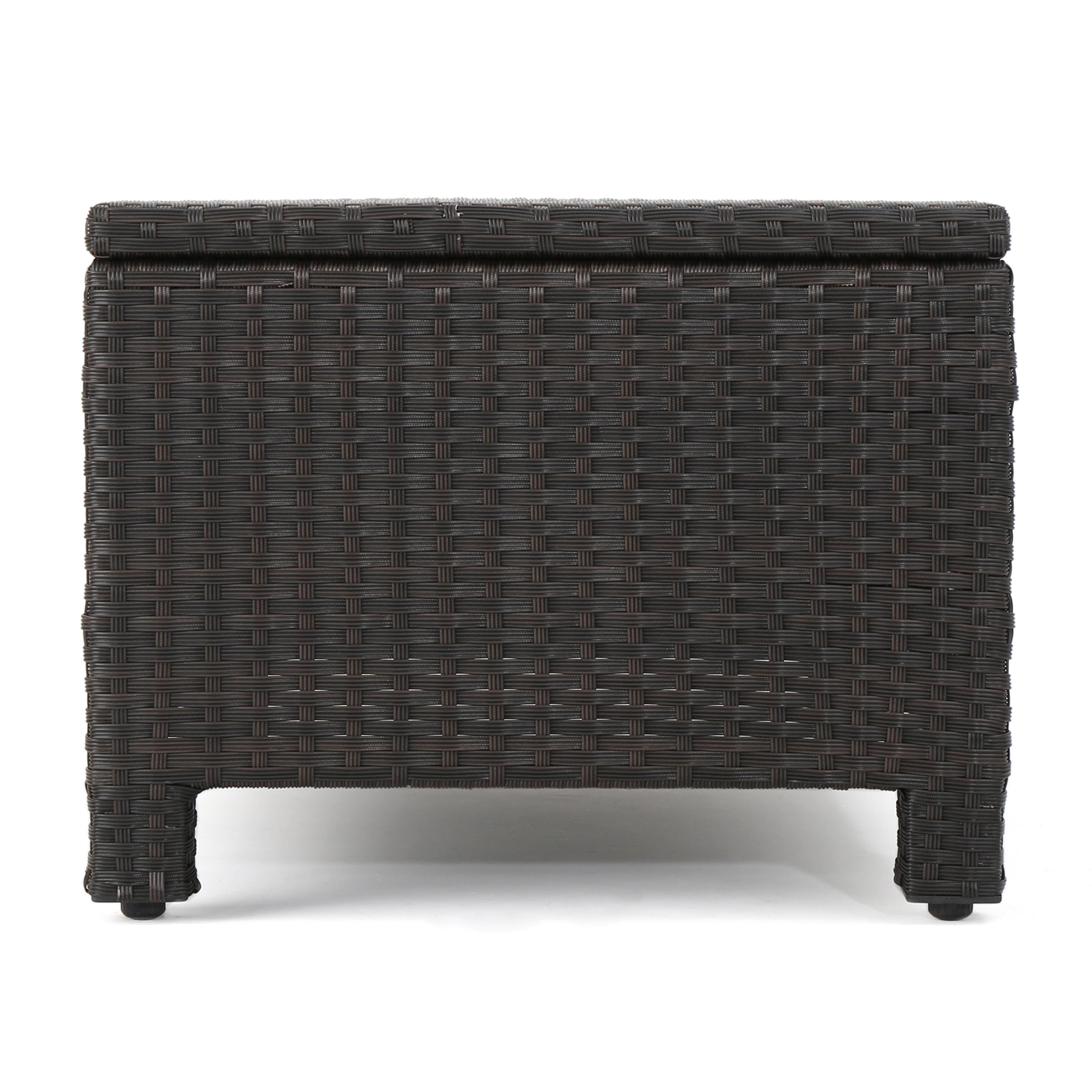 Outdoor Patio Set PE Rattan Dark Brown 4 Piece Loveseat Chairs Coffee Table