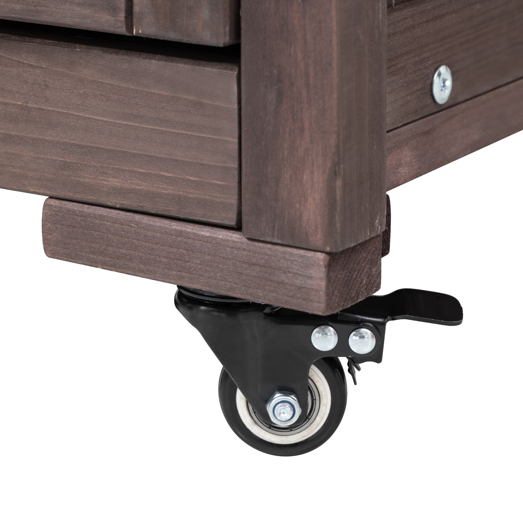 Outdoor Kitchen Island Grill Cart Fir Wood Stainless Steel 66.5
