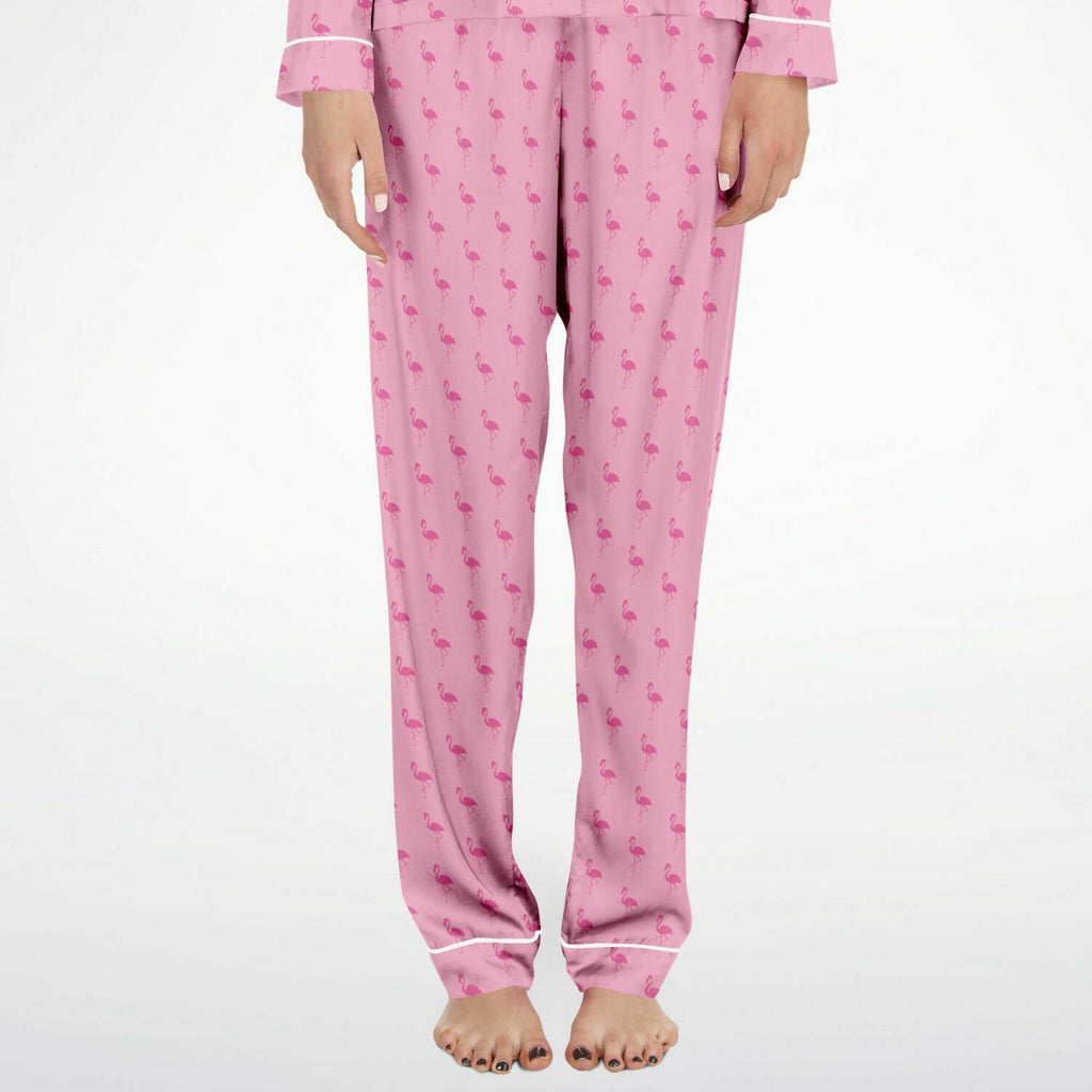 Simple Pink Flamingo Satin Pajamas