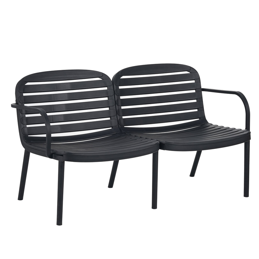Outdoor Chat Set Polypropylene Black Beige Cushion 3 Piece Loveseat