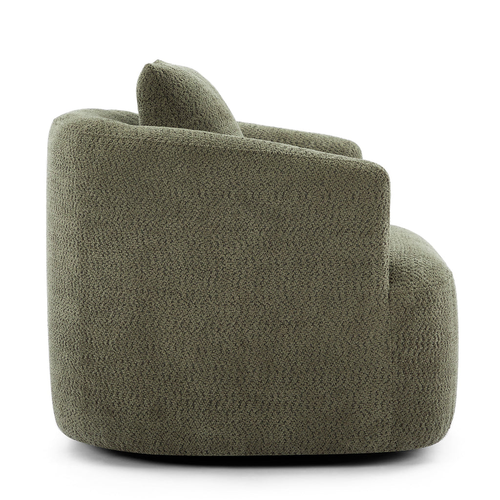 Accent Chair Swivel Barrel Chenille Green 360 Degree Pocket Spring 38 In