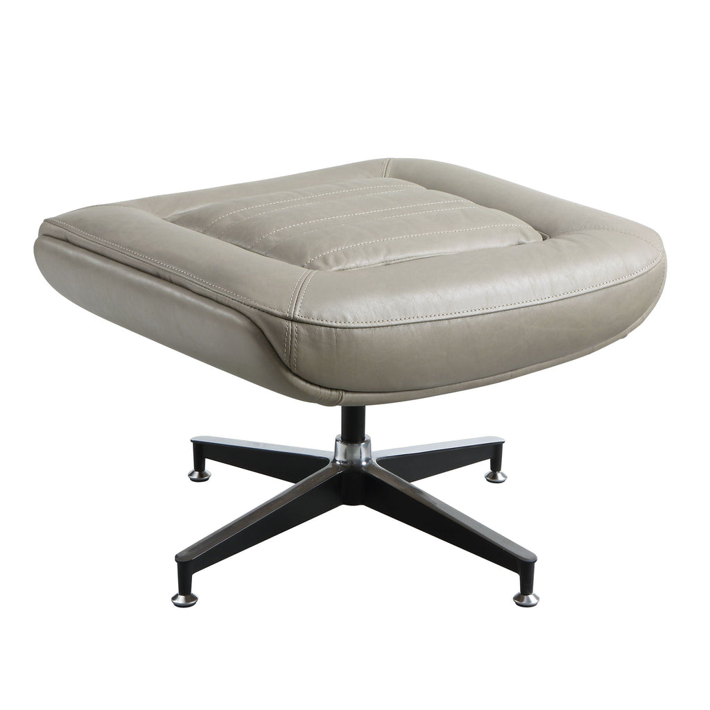 Piran - Twilight Top Grain Leather Accent Chair And Ottoman With Swivel - Gray