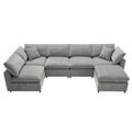 6-Seat U-Shape Modular Sofa with Ottoman, 130