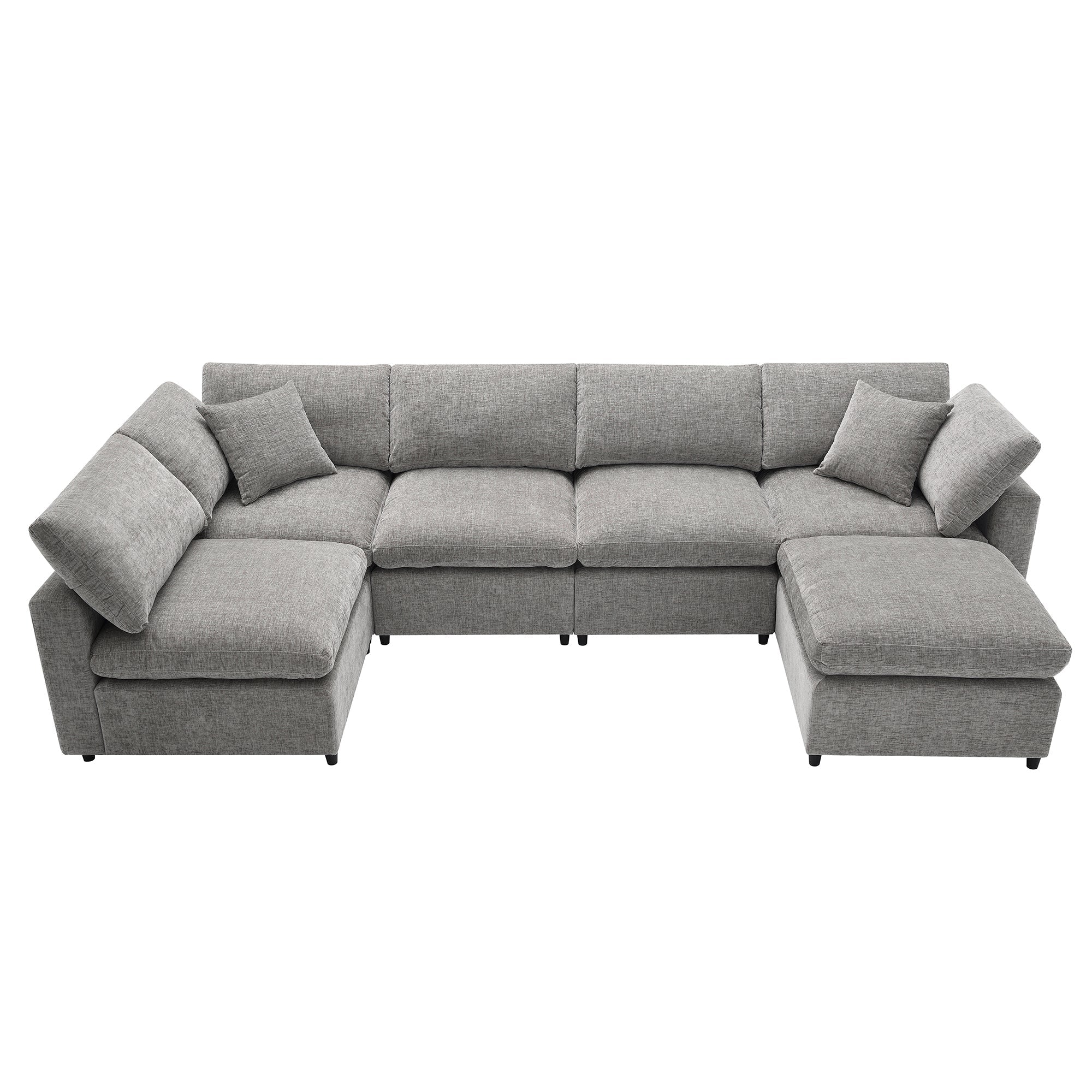 6-Seat U-Shape Modular Sofa with Ottoman, 130