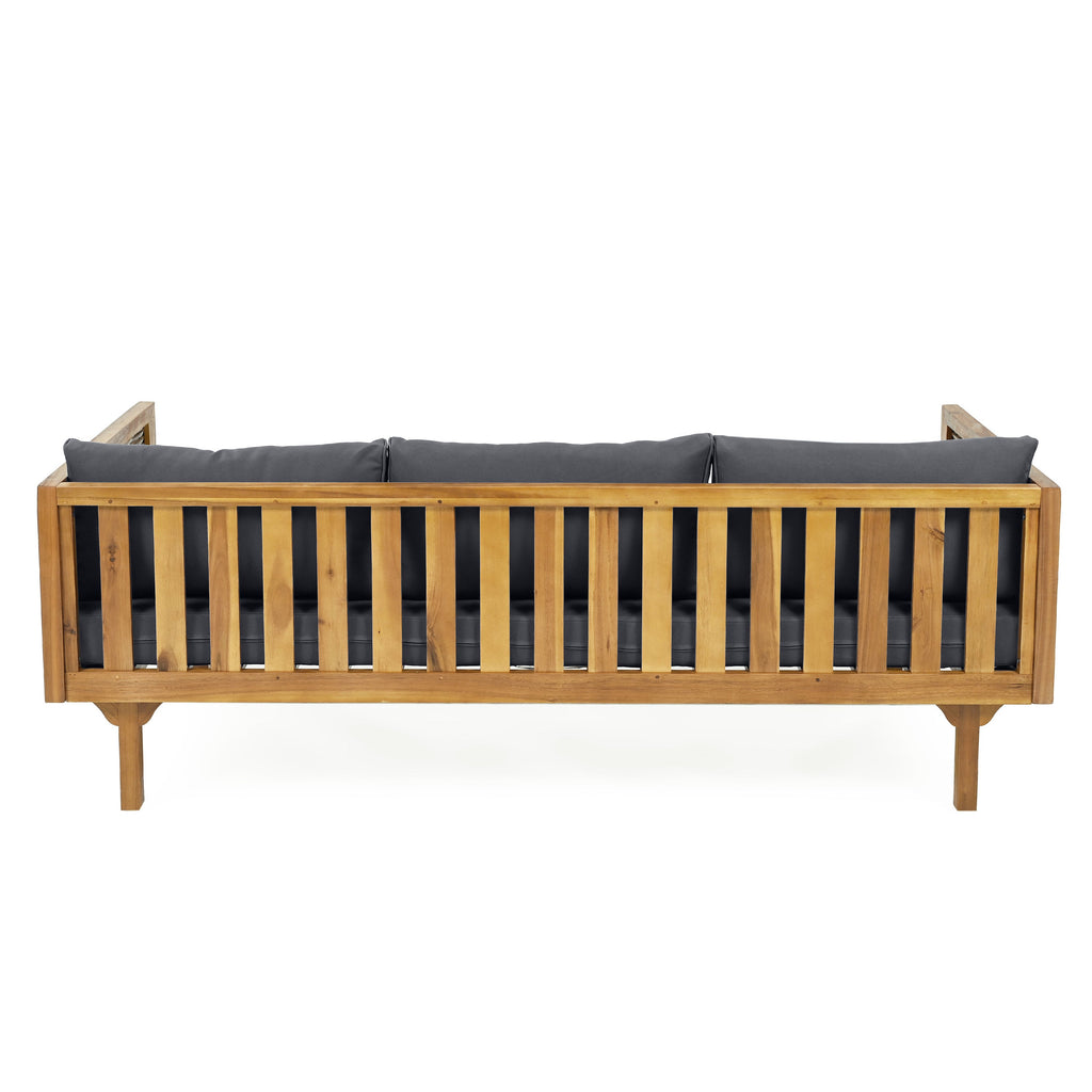 Outdoor Patio Set Acacia Wood Wicker Teak Dark Gray Daybed 2 Piece 600 LB