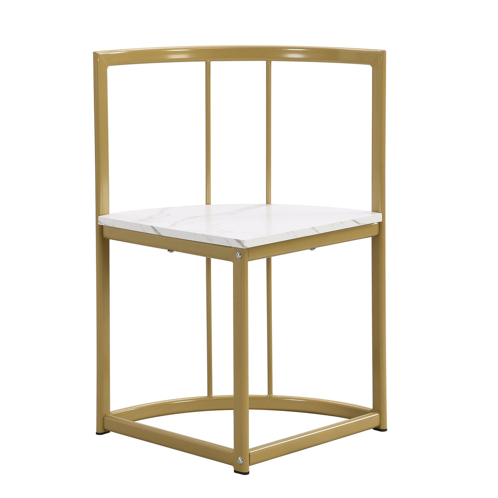 Modern 7-Piece Dining Table Set with Faux Marble Compact 55 In Kitchen Table Set for 6