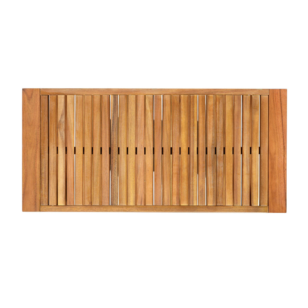 Outdoor Conversation Set Acacia Wood Teak Beige Cushion 2 Piece