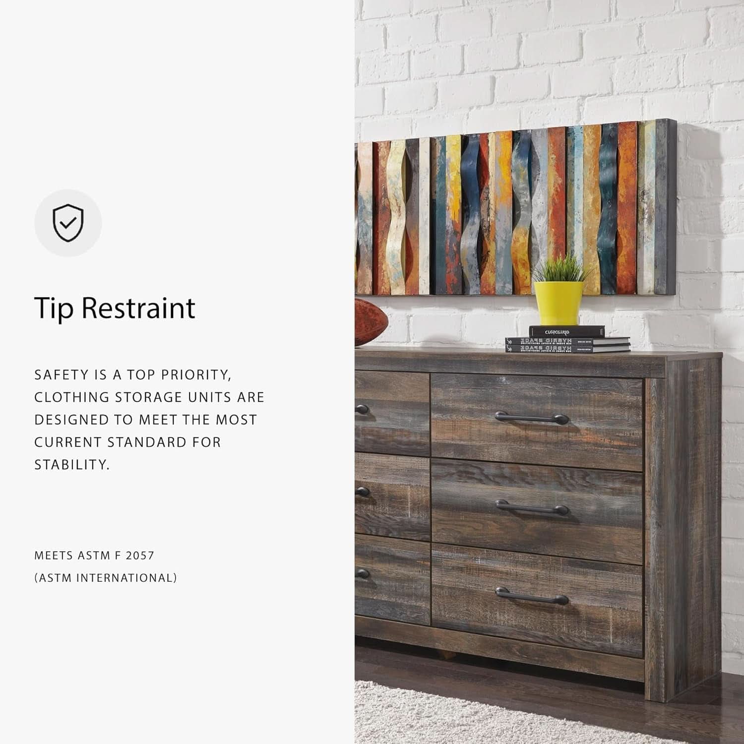 Rusticated Six Drawer Dresser Weathered Brown Bedroom