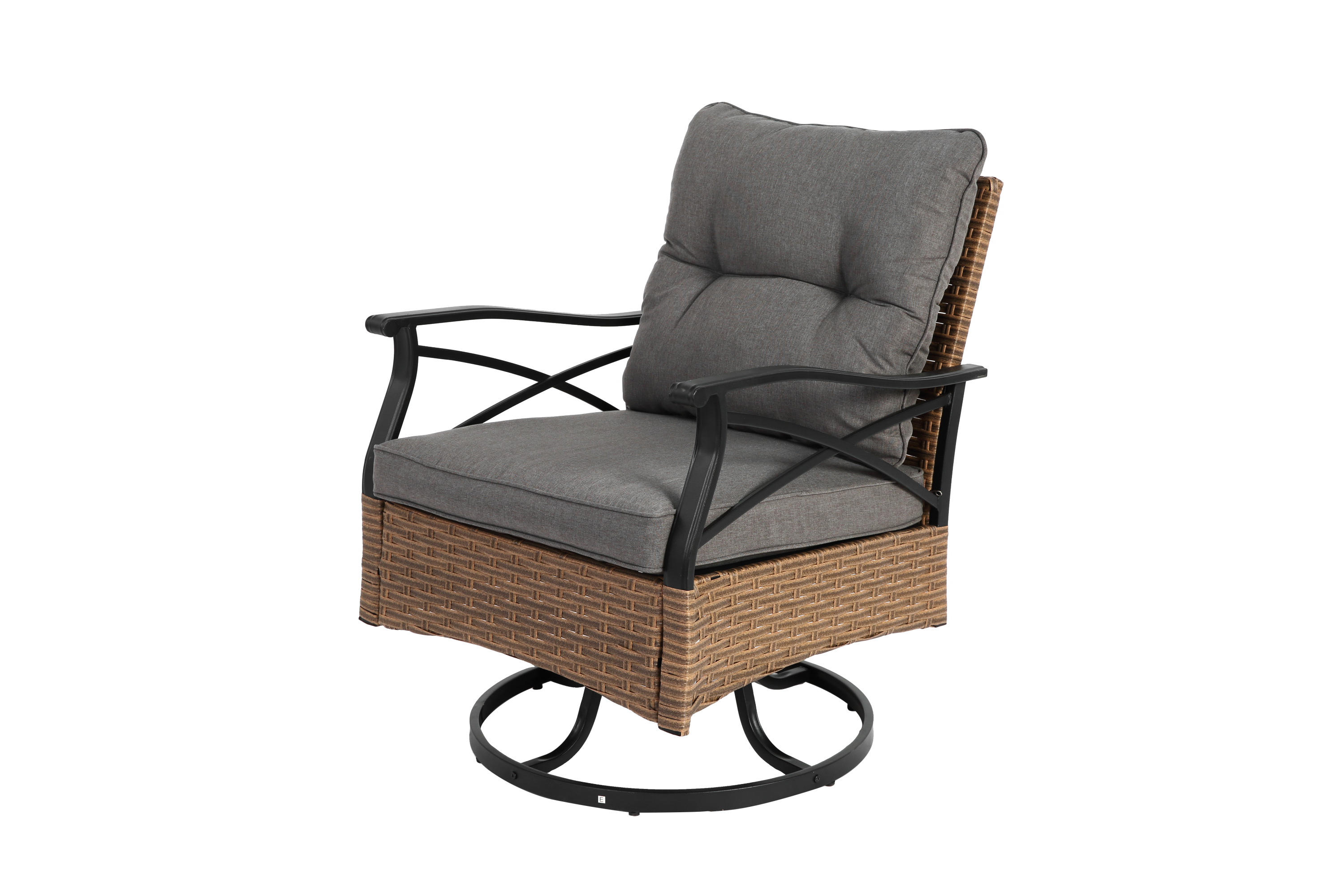 Outdoor Patio Set PE Rattan Steel Brown Swivel Rocker 3 Piece 350 LB