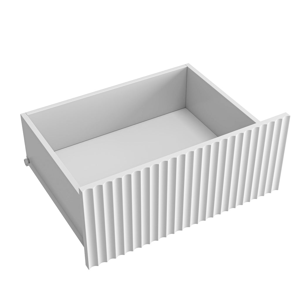 Dresser Mid-Century 9-Drawer White Wave No-Handle 59.1x15.7x31.6 In