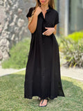 Cotton And Linen Casual Short-sleeved Cardigan Dress