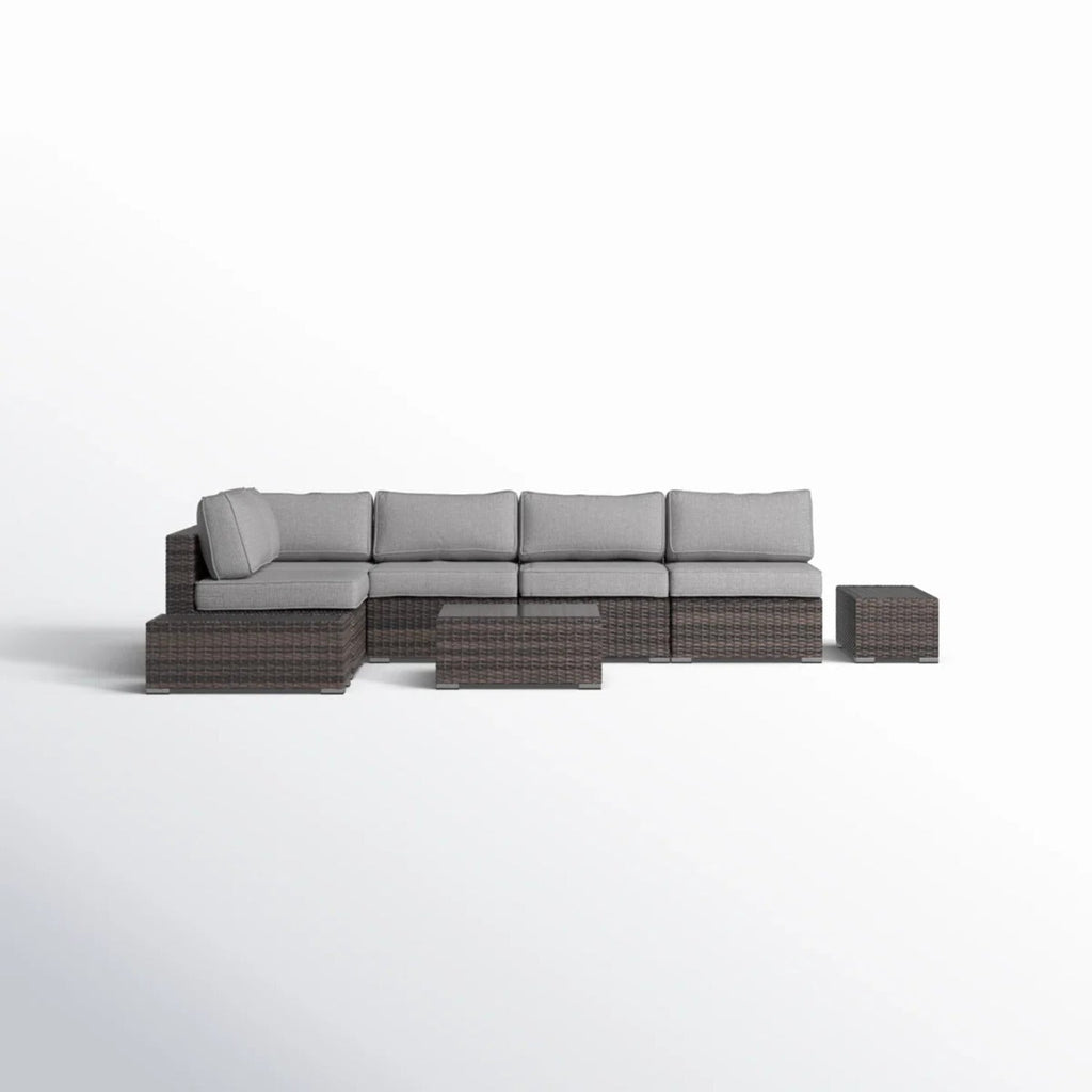 Outdoor Sectional Set HDPE Wicker Espresso 8 Piece Seats 4
