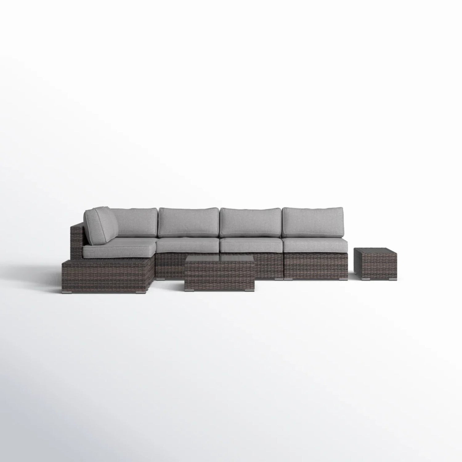 Outdoor Sectional Set HDPE Wicker Espresso 8 Piece Seats 4