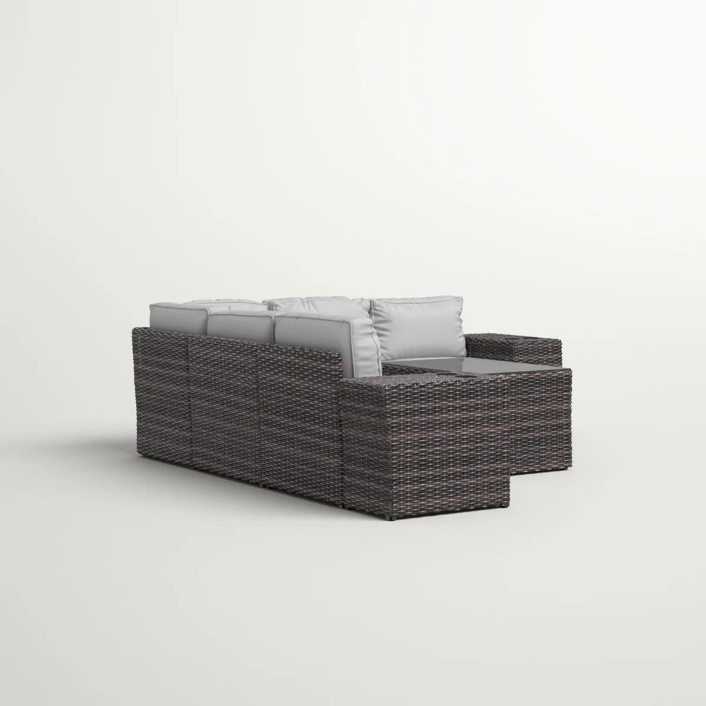 Outdoor Sectional Set HDPE Wicker Gray 8 Piece Seats 4