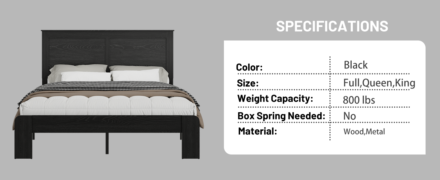 Full Size Wood Platform Bed Frame
