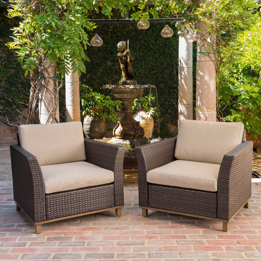 Club Chair PE Rattan Iron Brown Modern Outdoor