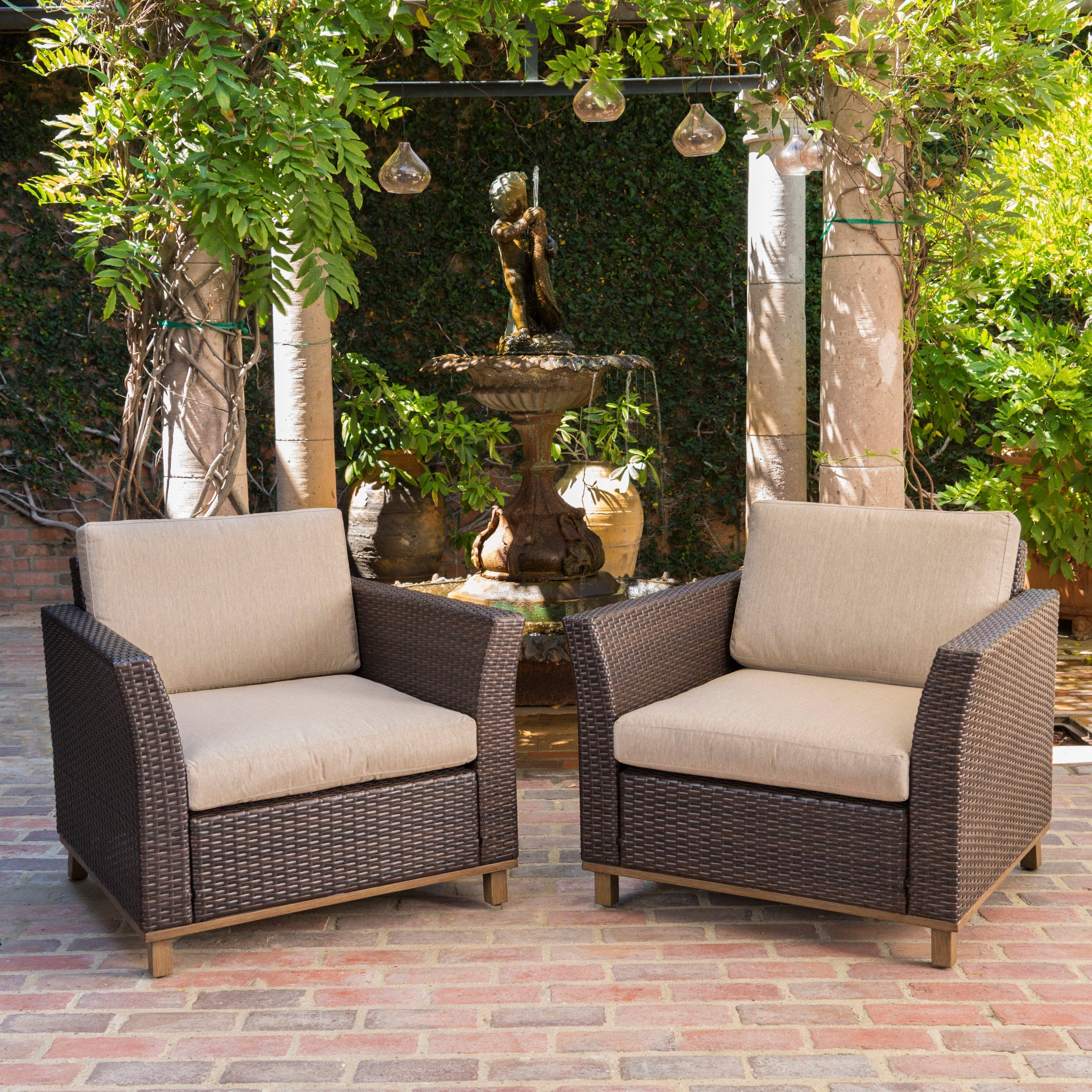 Club Chair PE Rattan Iron Brown Modern Outdoor