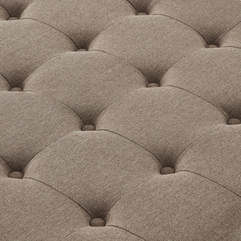 Large Square Storage Ottoman Button Tufted Wooden Legs Linen, 30x30x18