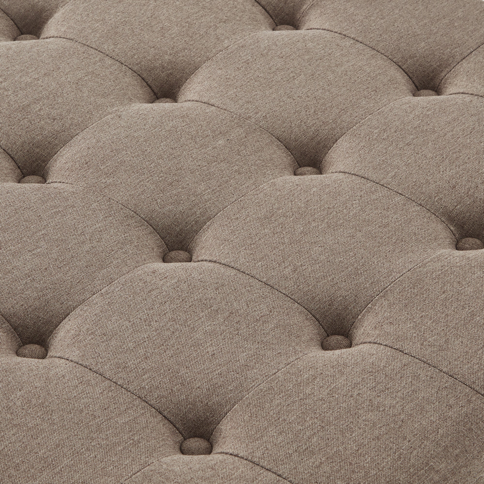 Large Square Storage Ottoman Button Tufted Wooden Legs Linen, 30x30x18