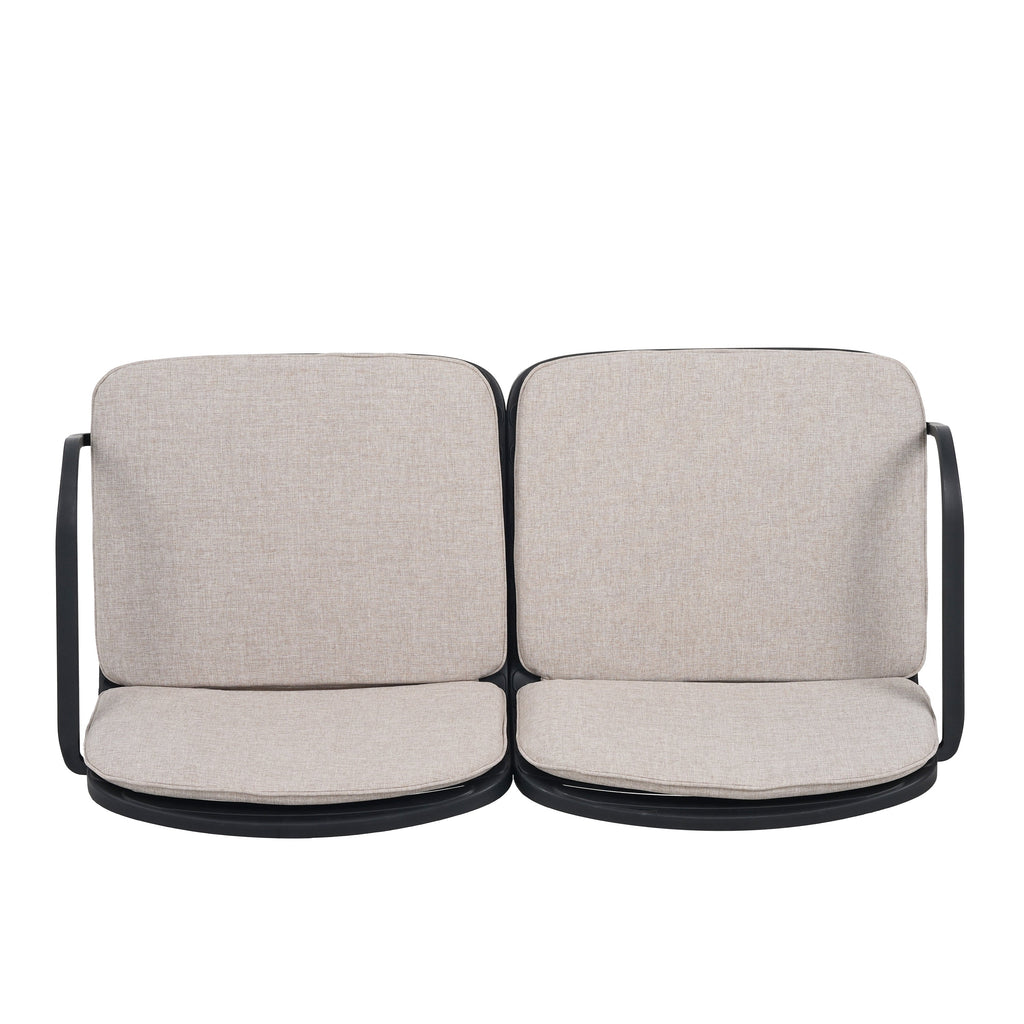 Outdoor Chat Set Polypropylene Black Beige Cushion 3 Piece Loveseat