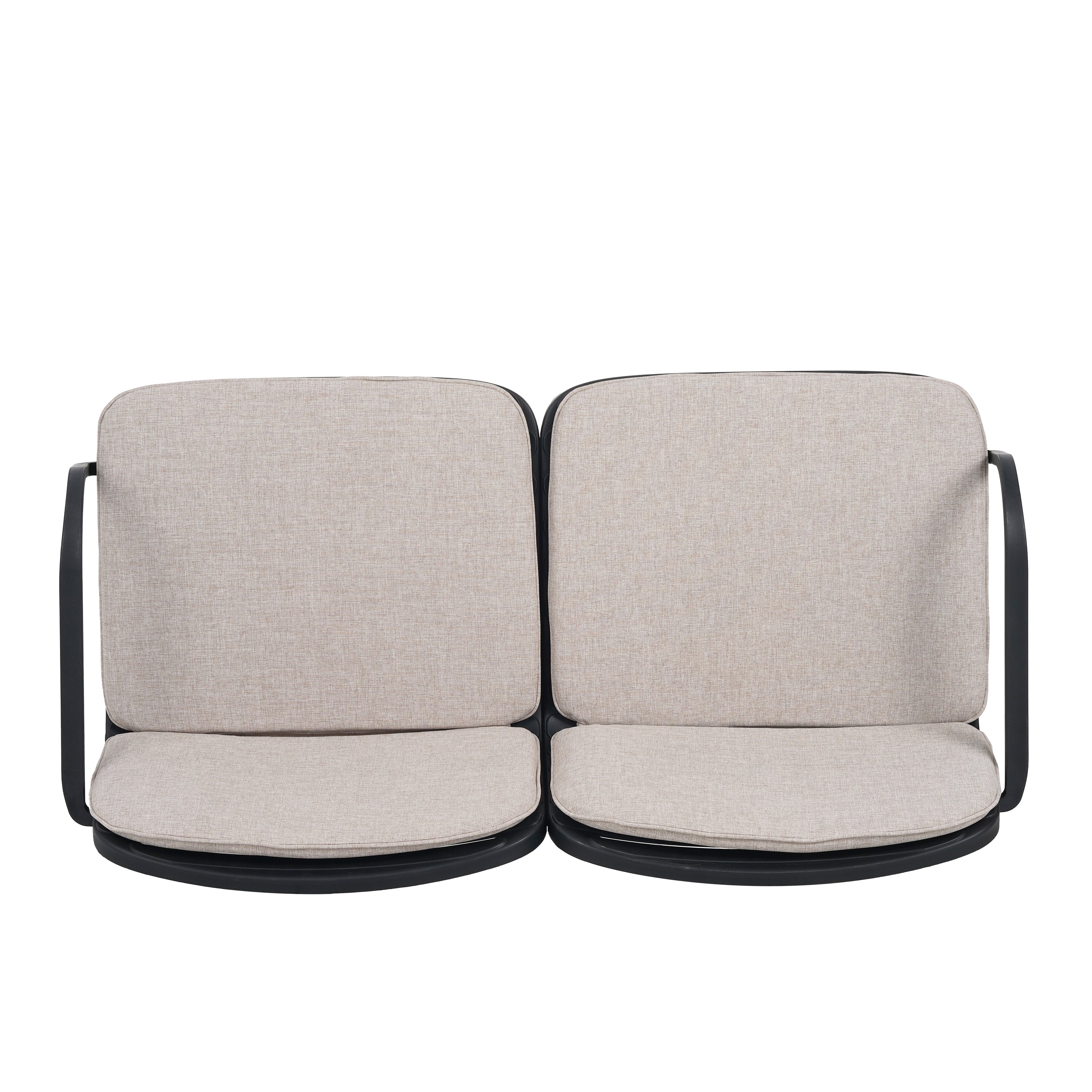 Outdoor Chat Set Polypropylene Black Beige Cushion 3 Piece Loveseat