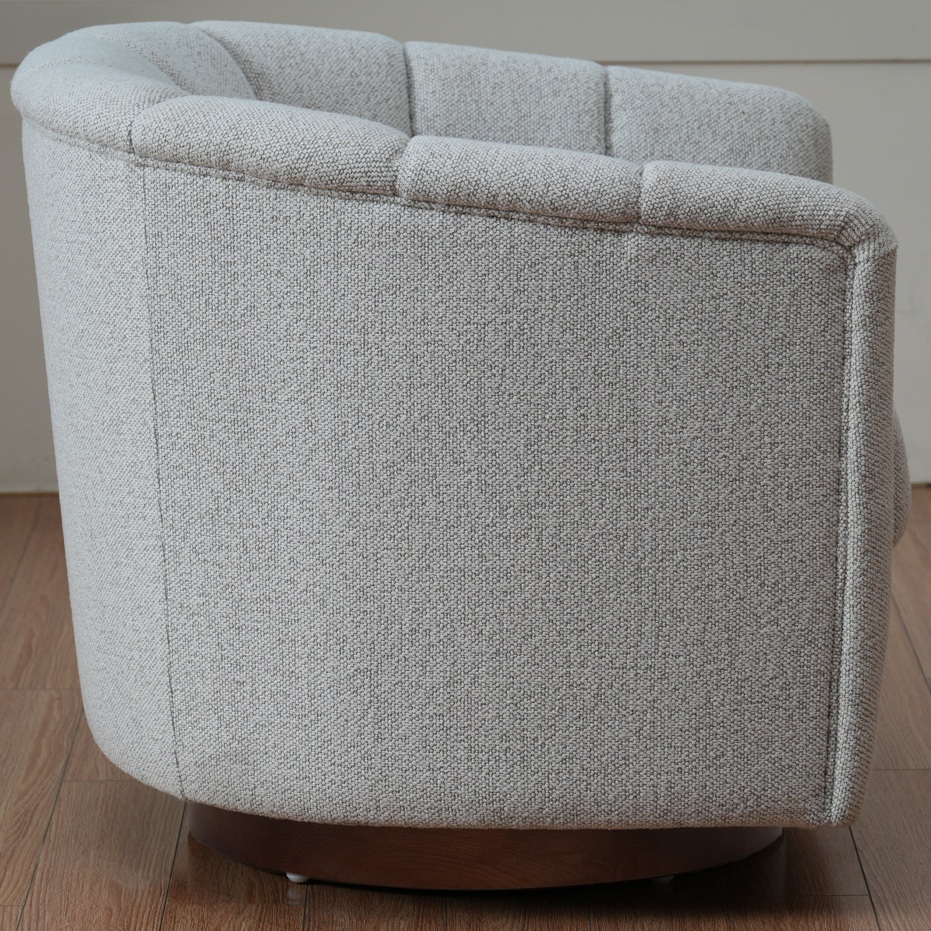 Accent Chair Swivel 360 Degree Ivory Curved Shelter Back 33x33x28 In 350 LB