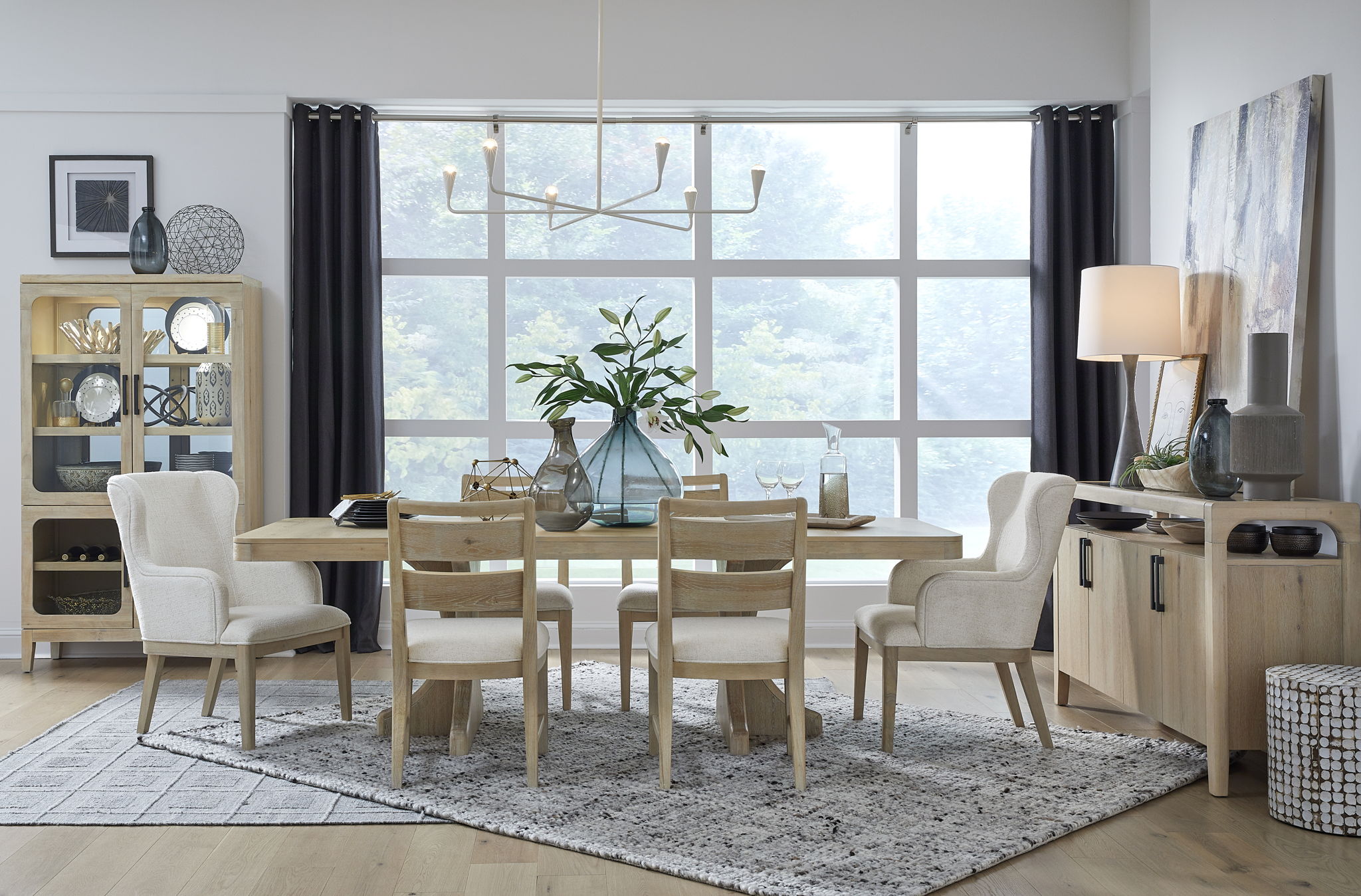 Somerset - Trestle Dining Table - Butternut and Omari Natural