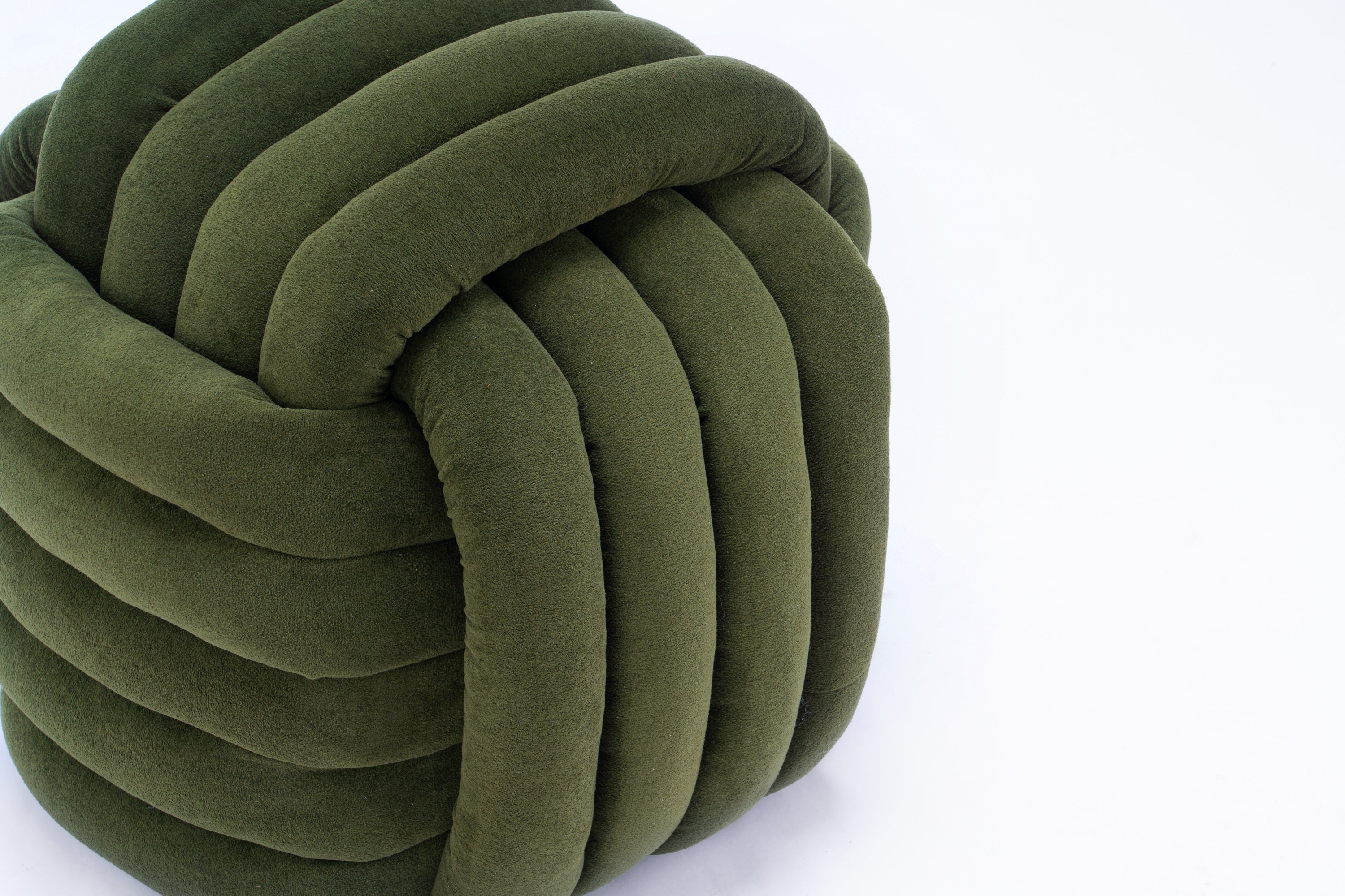 Chenille Knot Design Ottoman Makeup Stool Footstool, Green