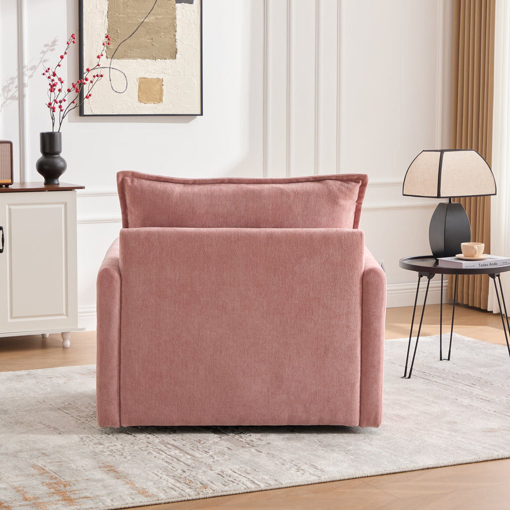 Accent Chair Swivel Barrel Chenille Pink Memory Foam