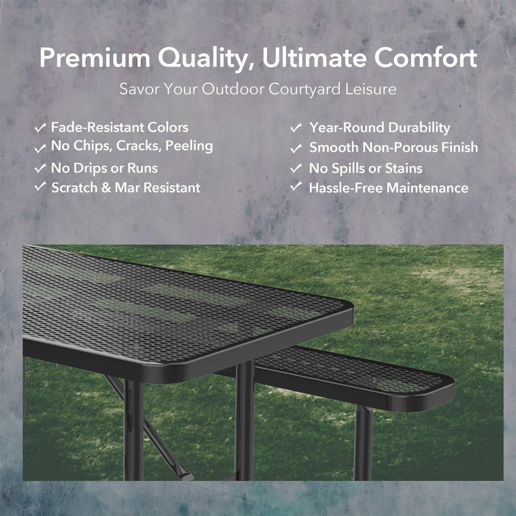 8ft Rectangle Picnic Table With Umbrella Hole