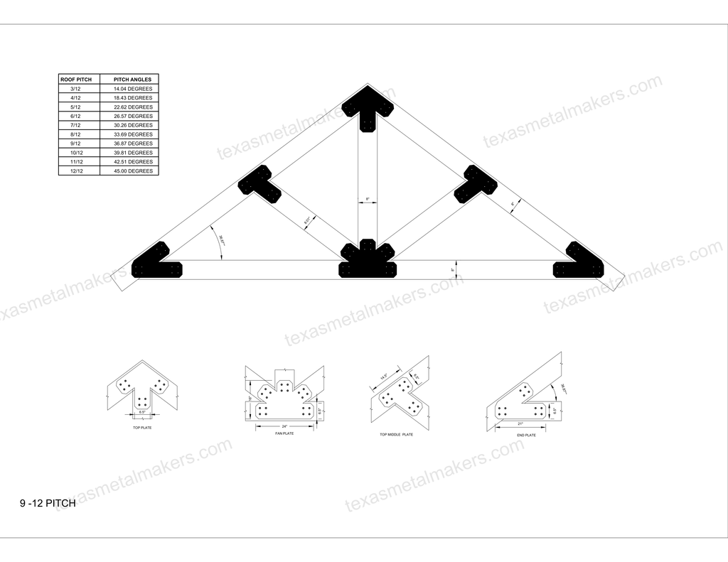 Chamfered Design Dog Eared Timber Truss Brackets for 8x8 Posts, 8" Timber Truss Brackets, 8x8 Fan Bracket