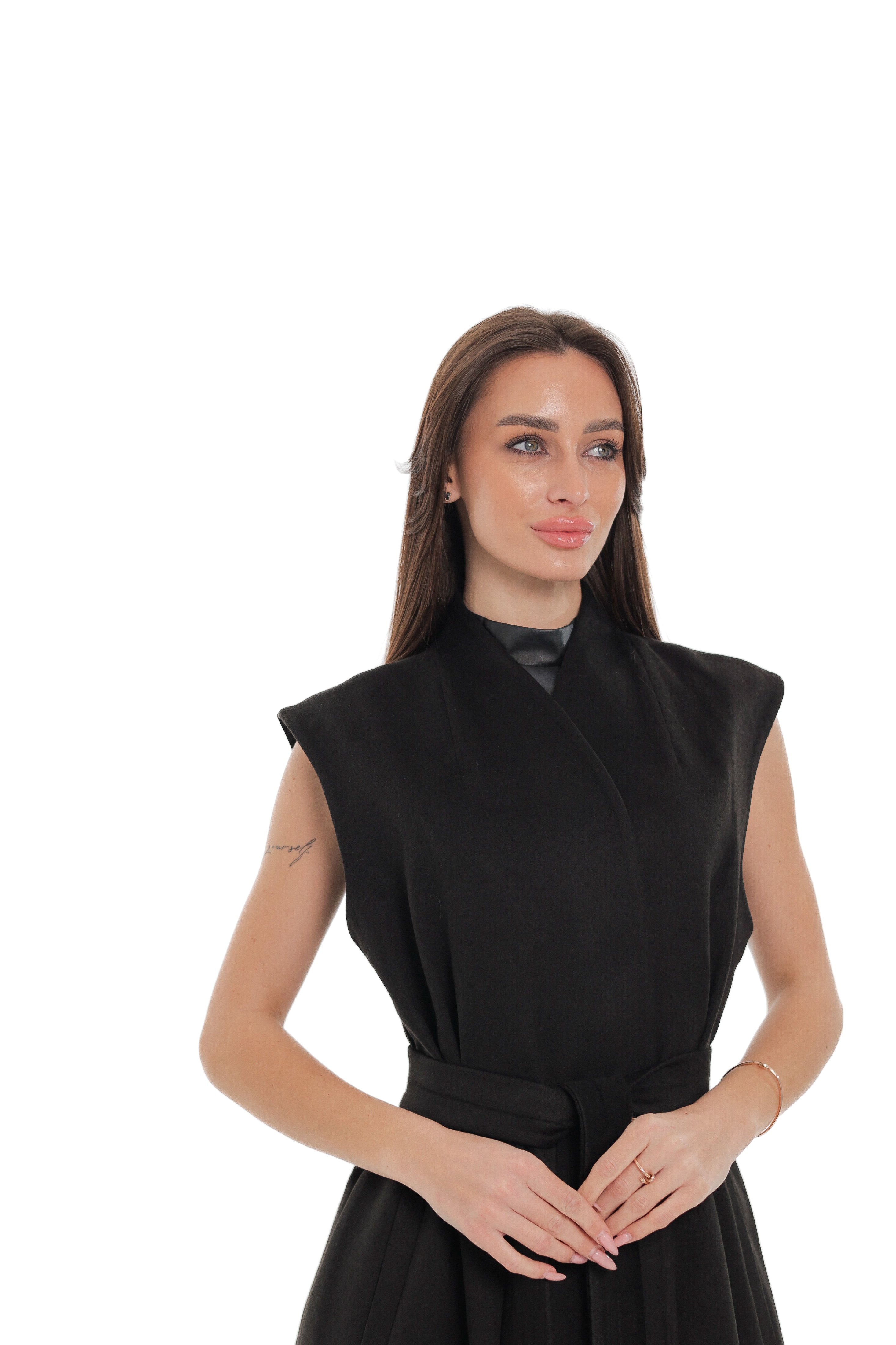 Eileen Cashmere Blend Longline Vest in Black